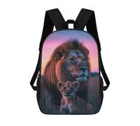 sinyumoney Lion And Cub at Sunset Sacs À Dos Pour Enfants, Cartables 3D Personnalisés Pour Garçons Et Filles, Grands Sacs À Dos Scolaires Décontractés 17inch