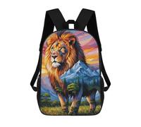 sinyumoney Lion And Mountain Landscape Sac À Dos Enfant, Cartable Imprimé En 3D Pour Garçons Et Adolescents 17inch