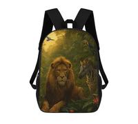 sinyumoney Lion And Zebra in Jungle Sac À Dos Avec Poche, Sacs À Dos Imprimés En 3D, Sacs De Voyage, Sacs À Livres, Sacs D'école Pour Enfants 17inch