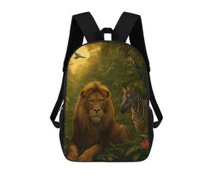 sinyumoney Lion And Zebra in Jungle Sac À Dos Scolaire Enfant Tendance Et Décontracté, Sac À Dos Imprimé En 3D Pour Garçon, Grand Sac À Dos 17inch