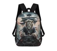 sinyumoney Lion Captain at The Helm Sac À Dos Enfant, Cartable Imprimé En 3D Pour Garçons Et Adolescents 17inch