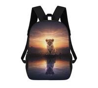 sinyumoney Lion Cub Reflection at Sunset Sac À Dos Imprimé En 3D, Sac D'école Décontracté Et Tendance Pour Enfants, Sac D'école Pour Garçons, Collégiens 17inch