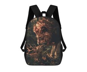 sinyumoney Lion Deer Forest Magical Sac À Dos Scolaire Pour Filles Et Garçons, Avec Poche, Sac À Dos Tendance Pour Enfants 17inch