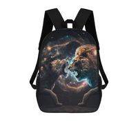 sinyumoney Lion Duel in Cosmic Light Sac À Dos Scolaire Pour Adolescents, Imprimé En 3D, Ajustable, À Poches Tendance, Pour Enfants, Garçons, Filles, Étudiants Et Adolescents 17inch