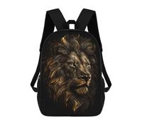 sinyumoney Lion Gold Black Sacs À Dos Tendance Imprimés En 3D 17inch Sac D'école Décontracté Pour Enfants, Garçons, Élèves Du Primaire Et Du Collège