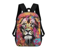 sinyumoney Lion Graffiti Wall Artwork Sac À Dos Scolaire Imprimé En 3D Pour Garçons Et Filles, Sac À Dos Pour Enfants, Sac De Voyage 17inch