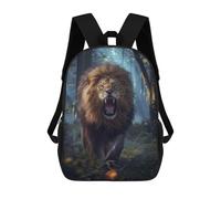 sinyumoney Lion in Magic Forest Sac À Dos Scolaire Pour Enfants Imprimé En 3D, Idéal Pour Les Voyages Et Les Lectures, Pour Les Garçons Et Les Élèves Du Primaire 17inch
