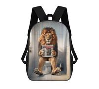 sinyumoney Lion in The Bathroom Sac À Dos Imprimé En 3D, Sac D'école Décontracté Et Tendance Pour Enfants, Sac D'école Pour Garçons, Collégiens 17inch