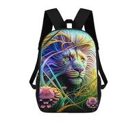 sinyumoney Lion in Vibrant Grassland Sac À Dos Scolaire Imprimé En 3D Pour Enfants, Sac À Dos De Voyage, Sac Tendance Et Décontracté Pour Écoliers 17inch