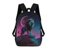 sinyumoney Lion King Under Neon Moon Sacs À Dos Pour Enfants, Sac À Dos Scolaire Imprimé En 3D Pour Enfants, Sac À Dos De Voyage, Sac À Livres Pour Enfants 17inch Sac D'école