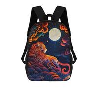 sinyumoney Lion Moon Neon Night Sac À Dos Scolaire Imprimé En 3D Pour Enfants, Sac À Dos Garçon/fille, Sac De Voyage Pour Enfants 17inch