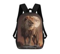 sinyumoney Lion Moon Night Sky Sac À Dos Imprimé 3D Pour Enfants, Sac À Dos Léger Pour Écoliers Et Écoliers, Sac À Goûter Pour La Crèche 17inch