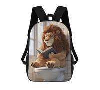 sinyumoney Lion Reading Book on Toilet Sacs À Dos Pour Enfants, Sac À Dos Scolaire Imprimé En 3D Pour Enfants, Sac À Dos De Voyage, Sac À Livres Pour Enfants 17inch Sac D'école