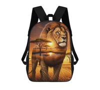 sinyumoney Lion Savannah Landscape Sac À Dos Enfant, Cartable Imprimé En 3D Pour Garçons Et Adolescents 17inch