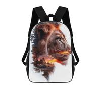 sinyumoney Lion Sunset Double Exposure Sac À Dos Scolaire Pour Enfants, Imprimé En 3D, Sac À Dos Tendance Pour Garçons, Élèves Du Primaire Et Du Collège 17inch