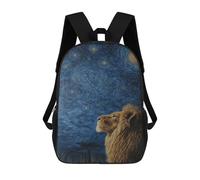 sinyumoney Lion Under Starry Sky Sac À Dos Scolaire Pour Enfants 17 Pouces, Sac À Dos Décontracté Pour Les Voyages, Grand Sac À Dos De Jour Pour Garçons Et Filles 17inch