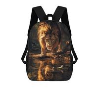 sinyumoney Lion Vs. Crocodile Jungle Showdown-1 Sac À Dos Scolaire Pour Enfants, Grand Sac À Dos 3D, Cadeau Pour Enfants 17inch