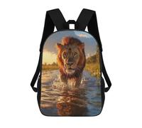 sinyumoney Lion Walking Through Water Sac À Dos Enfant Tendance Et Amusant, Sac À Dos Pour Garçons Et Adolescents, Sac D'école Imprimé En 3D Pour Garçons 17inch