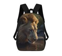 sinyumoney Lion Water Drinking River Sac À Dos Scolaire Pour Enfants, Grand Sac À Dos 3D, Cadeau Pour Enfants 17inch