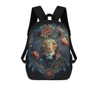 sinyumoney Lion's Majesty in Flowers Sacs À Dos, Sac À Dos Enfant, Sac D'école, Sac À Dos De Voyage Imprimé En 3D, Accessoire De Mode, Sac À Dos Imperméable Pour Enfants 17inch