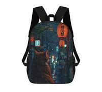 sinyumoney Little Cat in Tokyo Sacs À Dos Scolaires Pour Garçons Et Filles, Sacs À Dos Décontractés Pour Le Sport, Sacs À Dos De Grande Capacité Pour L'école Primaire 17inch