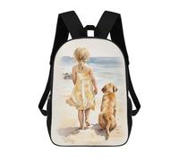 sinyumoney Little Girl with Labrador Sacs À Dos Imprimés En 3D Pour Enfants 17inch Sacs À Dos Tendance Et Décontractés Pour La Journée, Sacs De Voyage, Sacs À Dos D'extérieur Pour Garçons Et Filles