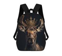 sinyumoney Little Moose King Sac À Dos Scolaire Enfant Tendance Et Décontracté, Sac À Dos Imprimé En 3D Pour Garçon, Grand Sac À Dos 17inch