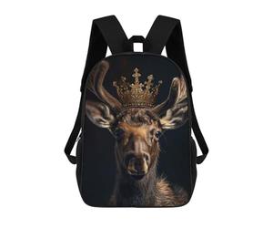 sinyumoney Little Moose King Sac À Dos Scolaire Enfant Tendance Et Décontracté, Sac À Dos Imprimé En 3D Pour Garçon, Grand Sac À Dos 17inch