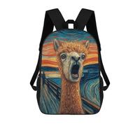 sinyumoney Llama Art Print, Scream Style Sacs À Dos 17 Pouces Pour Enfants, Sacs D'école Imprimés En 3D Pour Élèves Du Primaire Et Du Collège, Garçons Et Filles