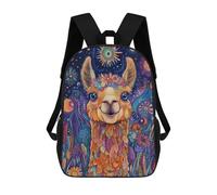 sinyumoney Llama in Blooming Meadow - Sunrise Fantasy Wall Art Sac À Dos Enfant Tendance Et Amusant, Sac À Dos Pour Garçons Et Adolescents, Sac D'école Imprimé En 3D Pour Garçons 17inch