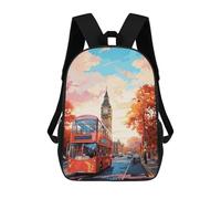 sinyumoney LONDON Oil Painting Sac À Dos Scolaire Enfant Tendance Et Décontracté, Sac À Dos Imprimé En 3D Pour Garçon, Grand Sac À Dos 17inch