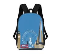 sinyumoney London Skyline Illustration Sac À Dos Imprimé En 3D, Sac D'école Décontracté Et Tendance Pour Enfants, Sac D'école Pour Garçons, Collégiens 17inch