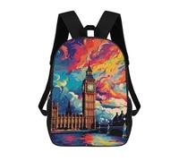 sinyumoney London Skyline with Big Ben -3 Sacs À Dos 17 Pouces Pour Enfants, Sacs D'école Imprimés En 3D Pour Élèves Du Primaire Et Du Collège, Garçons Et Filles