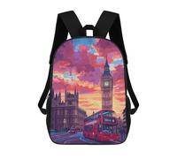 sinyumoney London Sunset Big Ben Sac À Dos Enfant Fille 3D, Sac D'école, Sac À Dos Pour Tout-petits, Sac À Dos Décontracté, Sac À Livres Tendance 17inch