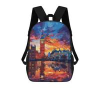 sinyumoney London Sunset Reflections-1 Sac À Dos Imprimé En 3D, Sac D'école Décontracté Et Tendance Pour Enfants, Sac D'école Pour Garçons, Collégiens 17inch