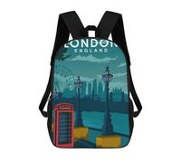 sinyumoney London Travel Sac À Dos Scolaire Pour Adolescents, Imprimé En 3D, Ajustable, À Poches Tendance, Pour Enfants, Garçons, Filles, Étudiants Et Adolescents 17inch