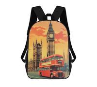 sinyumoney London's Iconic Red Bus And Big Ben Sacs À Dos Scolaires Pour Garçons Et Filles, Sacs À Dos Décontractés Pour Le Sport, Sacs À Dos De Grande Capacité Pour L'école Primaire 17inch