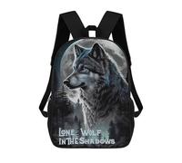 sinyumoney Lone Wolf in The Shadows Sac À Dos Scolaire Imprimé En 3D, Sac À Dos Décontracté Pour Enfants, Sac D'école Imprimé En 3D Pour Garçons, Primaire Et Collège 17inch