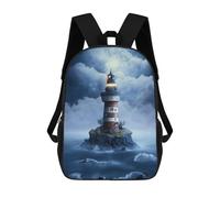 sinyumoney Lonely Lighthouse in Stormy Seas Sac À Dos Enfant, Cartable Imprimé En 3D Pour Garçons Et Adolescents 17inch