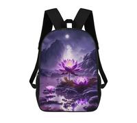 sinyumoney Lotus Pond Moonlit Scene Sac À Dos Enfant, Sac D'école, Sac À Dos Imprimé 3D Avec Motif De Dessin Animé, Grande Capacité, Pour Garçons Et Filles 17inch