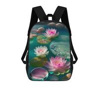 sinyumoney Lotus Pond Reflections Sacs À Dos Pour Enfants, Cartables 3D Personnalisés Pour Garçons Et Filles, Grands Sacs À Dos Scolaires Décontractés 17inch