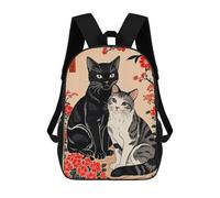 sinyumoney Love Cat Japanese Art Sacs À Dos Pour Enfants, Sac À Dos Scolaire, Sac À Dos Imprimé En 3D Pour Enfants, Sac À Dos De Voyage, Sac À Livres, Sac D'école Pour Enfants 17inch