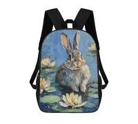 sinyumoney Lovely Bunny in Pond Sacs À Dos Pour Enfants 17inch Sac À Dos Scolaire, Sac D'école Imprimé En 3D Pour Garçons, Élèves Du Primaire Et Du Collège