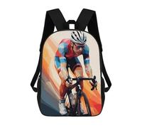 sinyumoney Low Poly Cyclist Sac À Dos Scolaire Imprimé En 3D Pour Enfants, Sac À Dos Garçon/fille, Sac De Voyage Pour Enfants 17inch