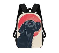 sinyumoney Loyal Black Dog Vector Portrait with Bold Red Sun Backdrop Sac À Dos Scolaire Enfant Tendance Et Décontracté, Sac À Dos Imprimé En 3D Pour Garçon, Grand Sac À Dos 17inch