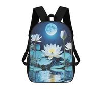 sinyumoney Lunar Lotus Reflections Sac À Dos Scolaire Pour Enfants 17 Pouces, Sac À Dos Décontracté Pour Les Voyages, Grand Sac À Dos De Jour Pour Garçons Et Filles 17inch