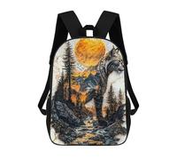 sinyumoney Lynx Mountain Sunset Sac À Dos Enfant Tendance Et Amusant, Sac À Dos Pour Garçons Et Adolescents, Sac D'école Imprimé En 3D Pour Garçons 17inch