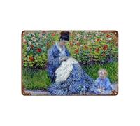 sinyumoney Madame Monet And Child Plaque En Métal Vintage Pour Salon, Chambre, Salle De Jeux, Bureau, Garage7.9 x11.8