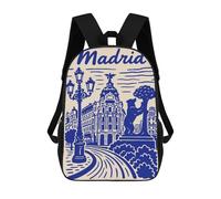 sinyumoney Madrid Illustration with Bear And Tree Sacs À Dos Pour Enfants, Sac À Dos Scolaire Imprimé En 3D Pour Enfants, Sac À Dos De Voyage, Sac À Livres Pour Enfants 17inch Sac D'école