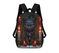 sinyumoney Magic Black Cat with Candles Sac À Dos Imprimé 3D Pour Enfants, Sac À Dos Léger Pour Écoliers Et Écoliers, Sac À Goûter Pour La Crèche 17inch